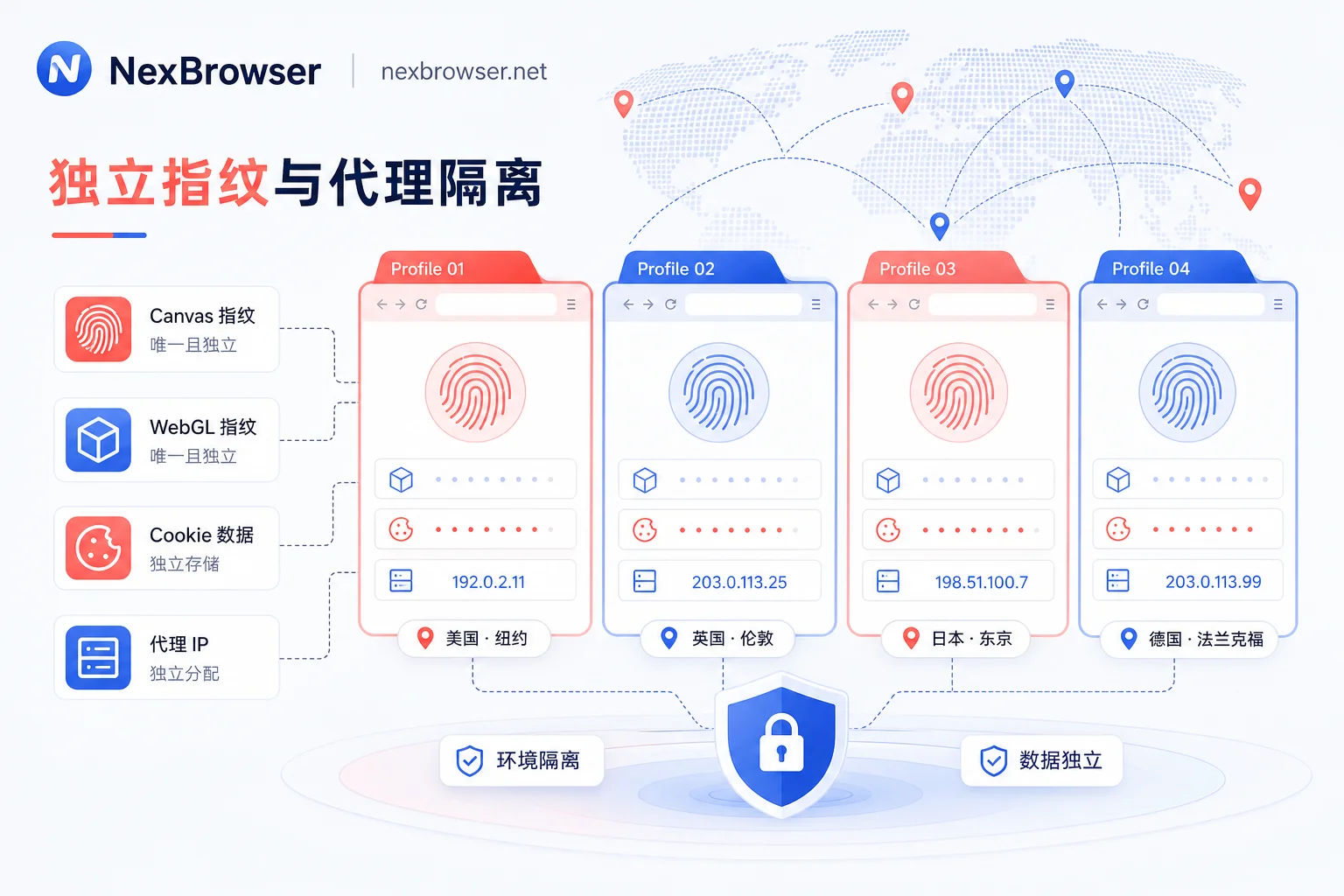 Multi-account management browser fingerprint and proxy isolation architecture diagram