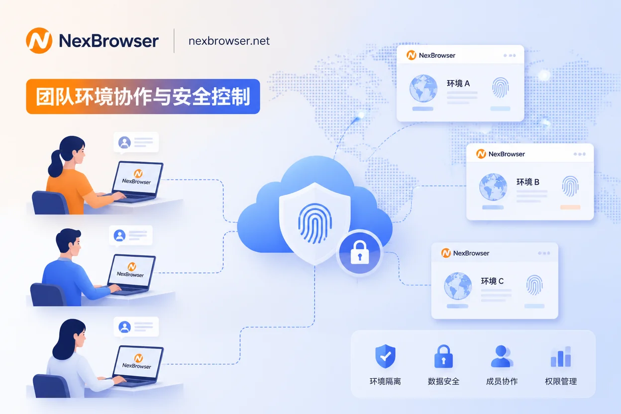 NexBrowser team multi-account compliant collaboration and environment authorization diagram