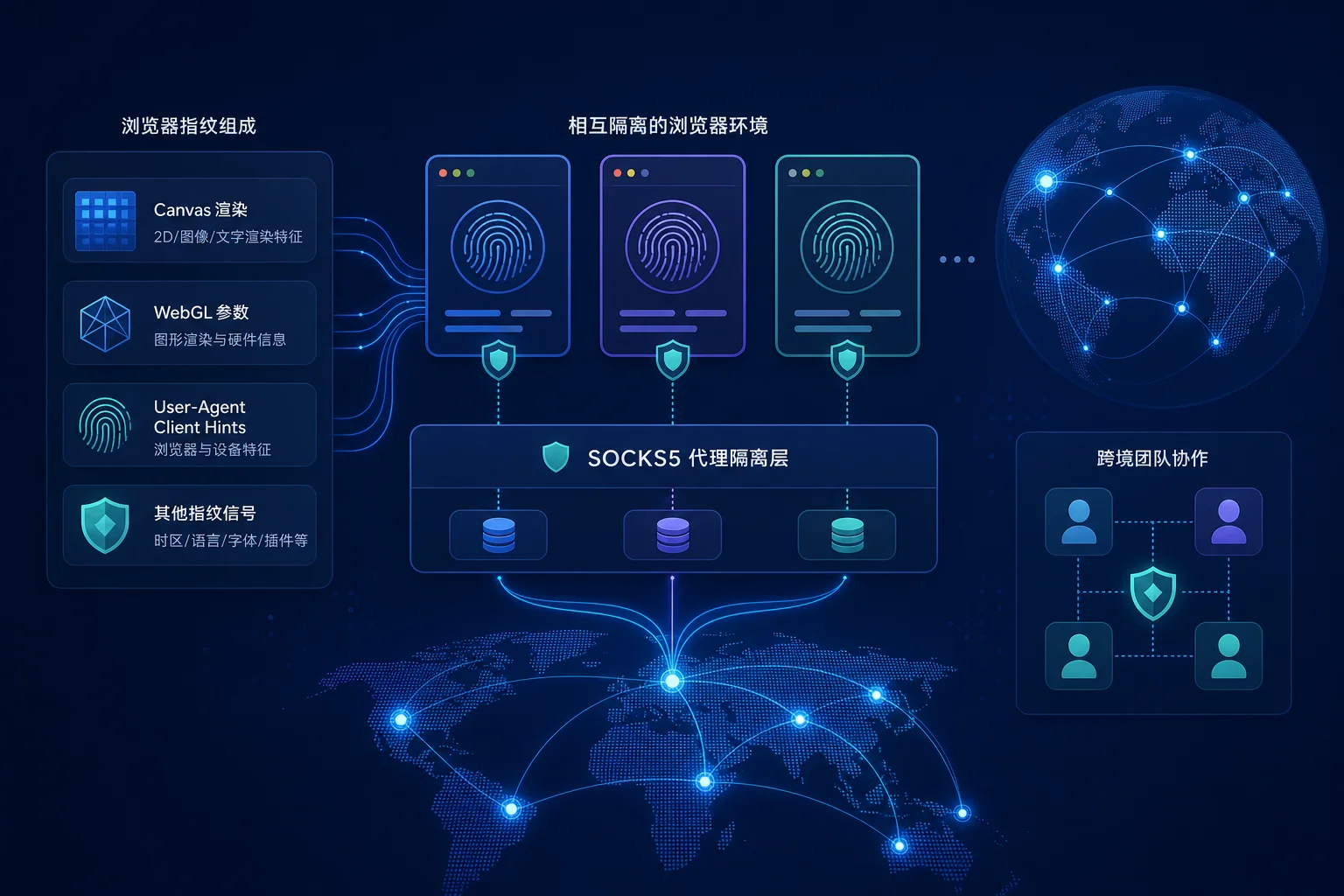 Browser fingerprint composition and isolation mechanism technical analysis diagram Browser fingerprint composition and isolation mechanism technical analysis diagram