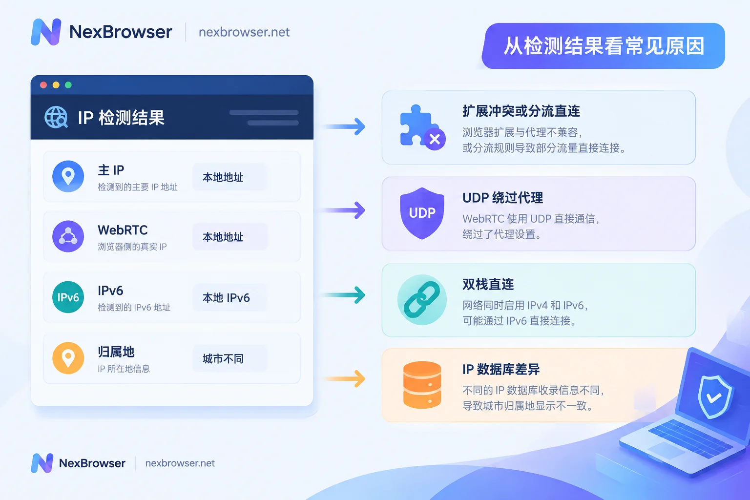 检测页各栏不一致与对应原因的对照示意图
