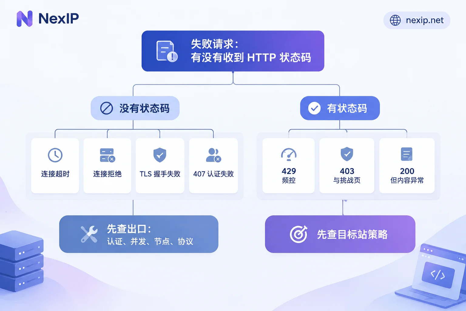 按有无 HTTP 状态码二分的采集失败排查判断树 按有无 HTTP 状态码二分的采集失败排查判断树