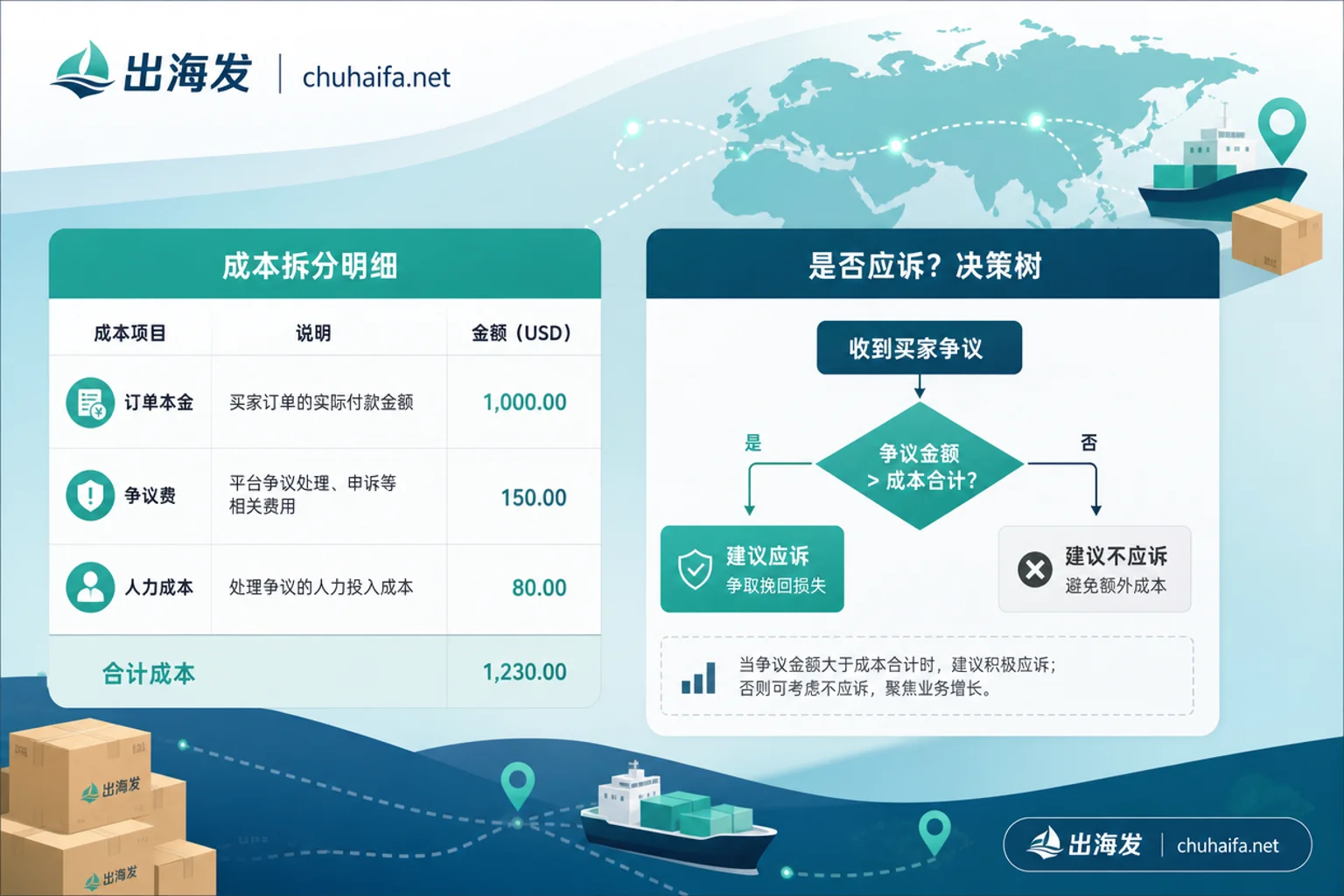 拒付成本拆解示意图