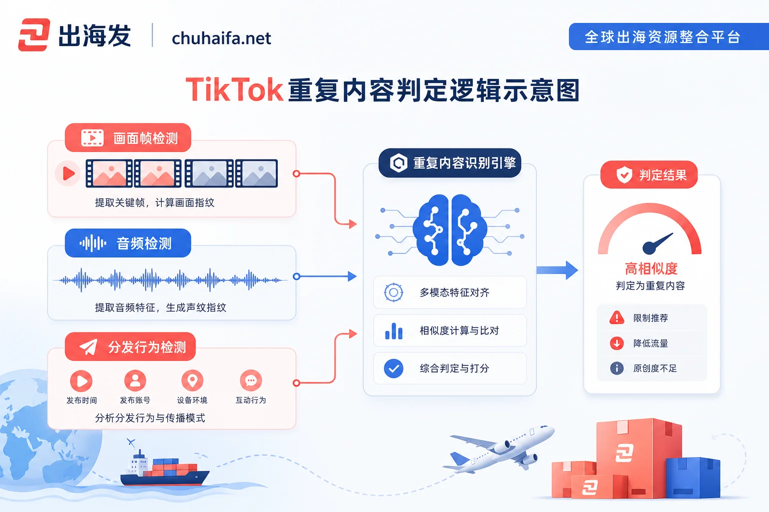 TikTok duplicate content three-dimensional detection diagram