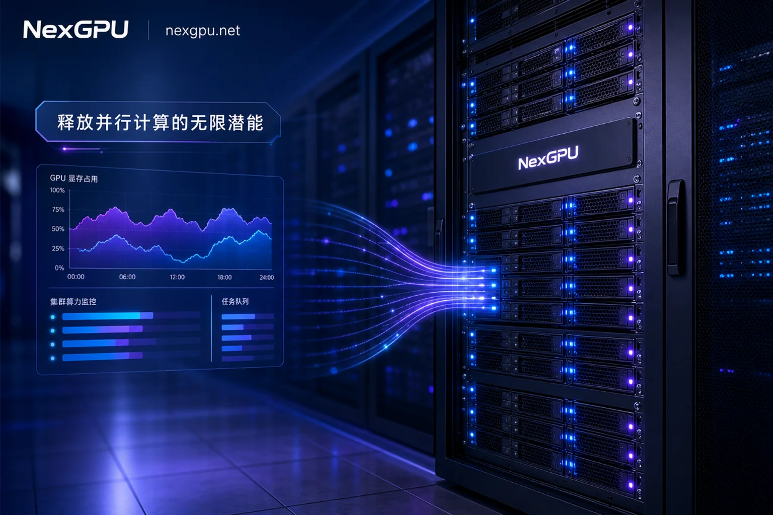 GPU 服务器与显存监控示意图 GPU 服务器与显存监控示意图