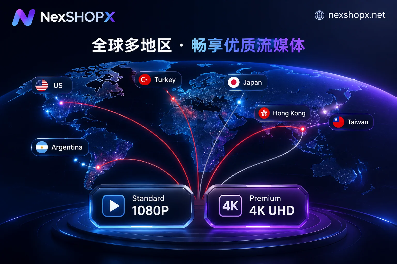 Illustration of Netflix multi-region specs for US, Japan, Turkey, Argentina, Hong Kong, Taiwan and Standard/4K Premium tier selection Illustration of Netflix multi-region specs for US, Japan, Turkey, Argentina, Hong Kong, Taiwan and Standard/4K Premium tier selection
