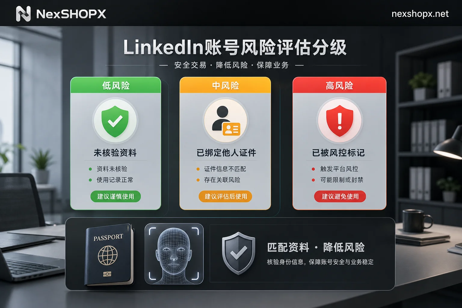LinkedIn账号风险分级示意图