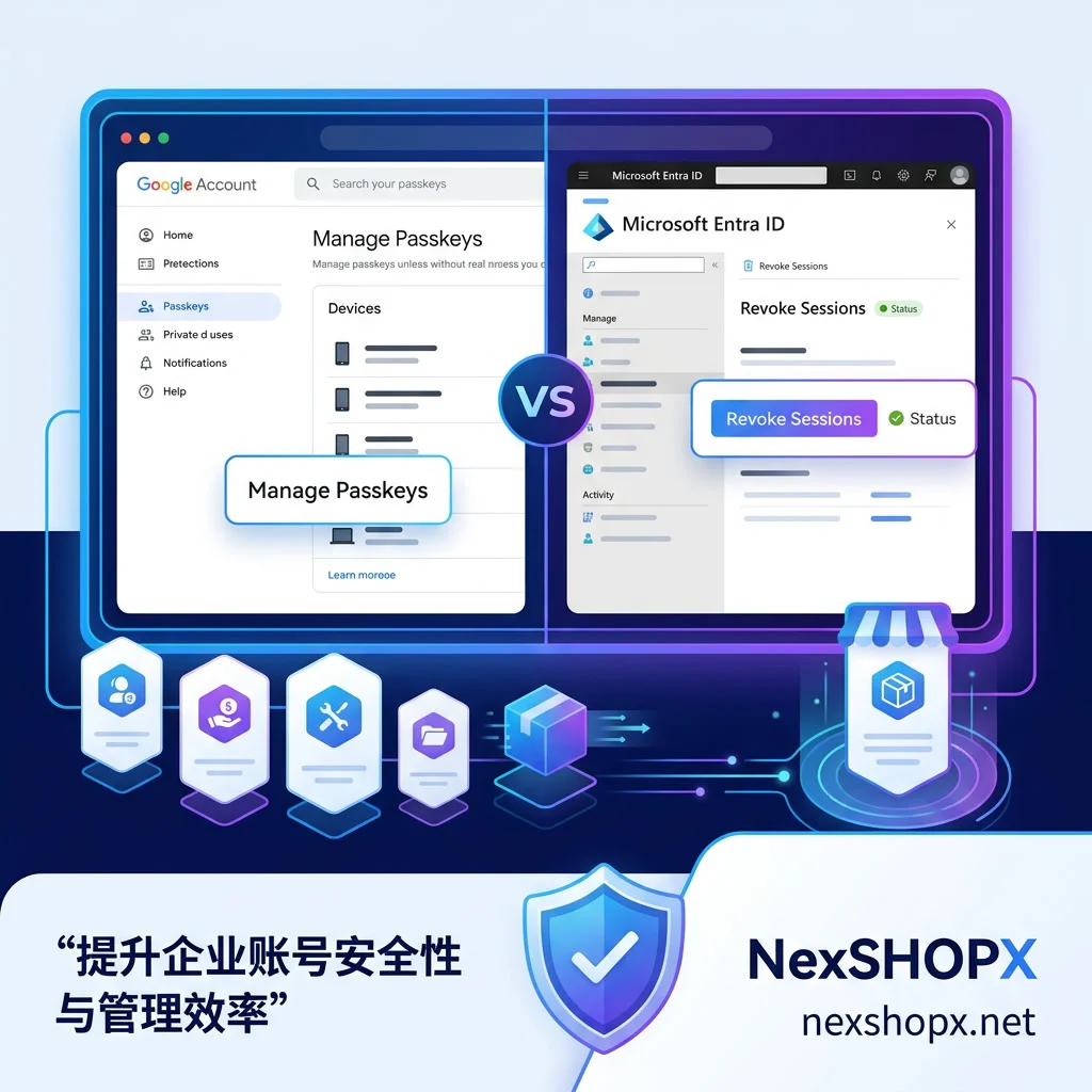 Comparison of official management interfaces for passkeys and OAuth tokens.
