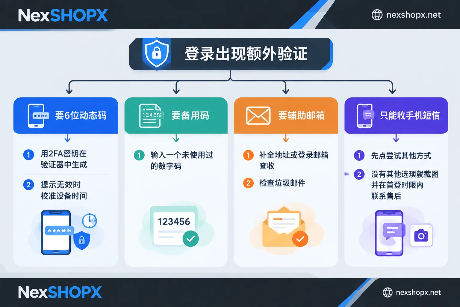 额外验证的判断流程:按页面要求的验证类型分为动态码、备用码、辅助邮箱和手机短信四种处理方式 额外验证的判断流程:按页面要求的验证类型分为动态码、备用码、辅助邮箱和手机短信四种处理方式