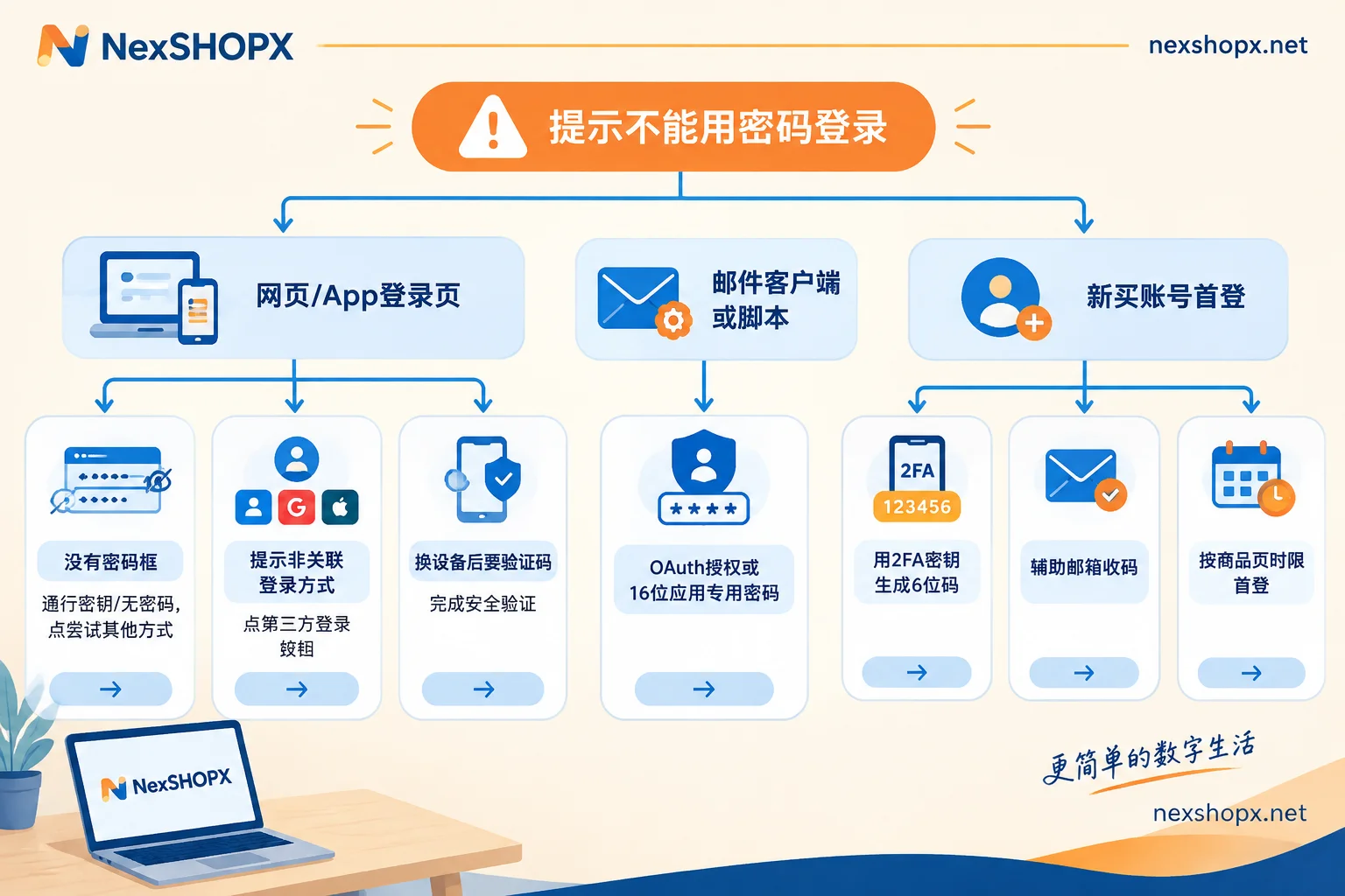 按提示出现位置判断“不能用密码登录”原因及对应登录方法的流程图 按提示出现位置判断“不能用密码登录”原因及对应登录方法的流程图